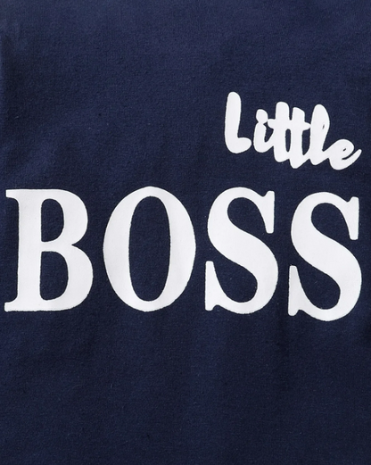 The Hollis - Baby Unisex Navy Blue Little Boss Hoodie + Pants