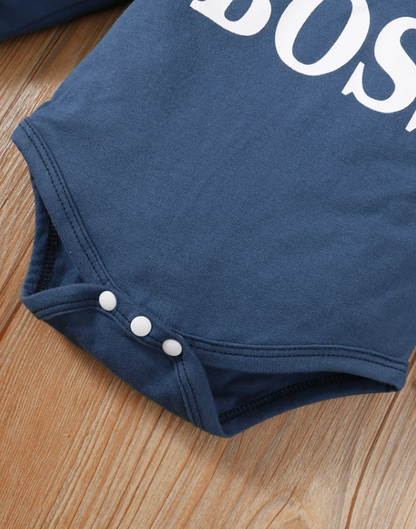 The Hollis - Baby Unisex Blue Little Boss Hoodie + Pants