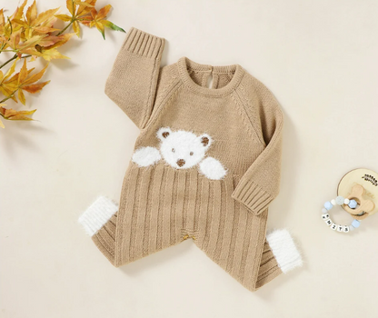 The Myles - Baby Unisex Bear Design Knitted Romper