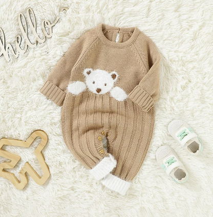 The Myles - Baby Unisex Bear Design Knitted Romper