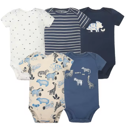 The Santiago - Baby Unisex 5pcs Cartoon Print Romper Set B