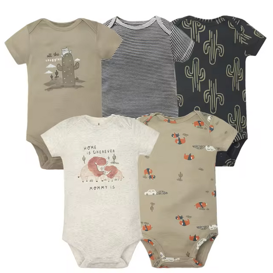 The Santiago - Baby Unisex 5pcs Cartoon Print Romper Set E