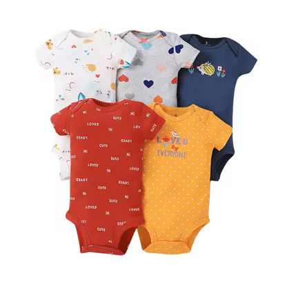 The Santiago - Baby Unisex 5pcs Cartoon Print Romper Set H