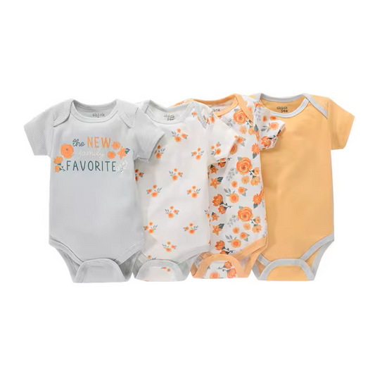 The Caleb - Baby Unisex 4pcs Cartoon Print Bodysuits C