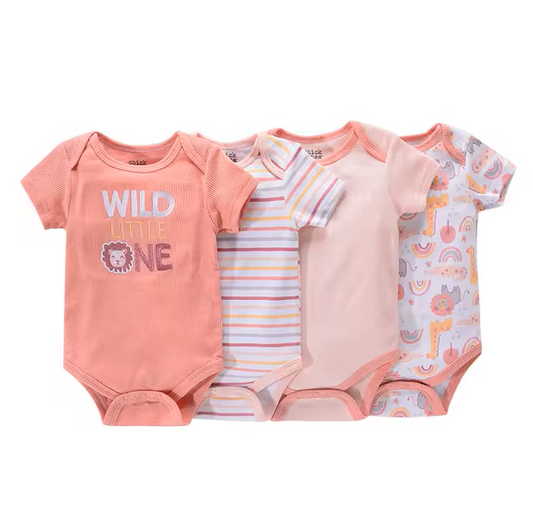 The Caleb - Baby Unisex 4pcs Cartoon Print Bodysuits E