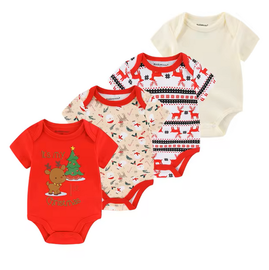 The Caleb - Baby Unisex 4pcs Cartoon Print Bodysuits I