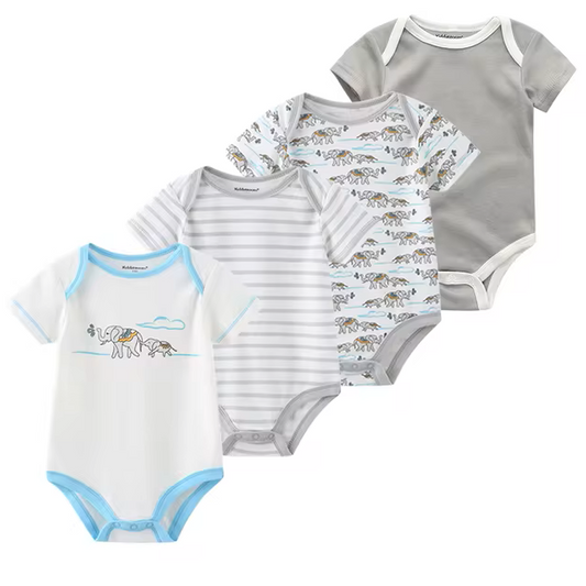 The Caleb - Baby Unisex 4pcs Cartoon Print Bodysuits N