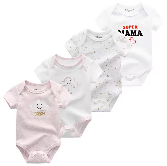 The Caleb - Baby Unisex 4pcs Cartoon Print Bodysuits Q