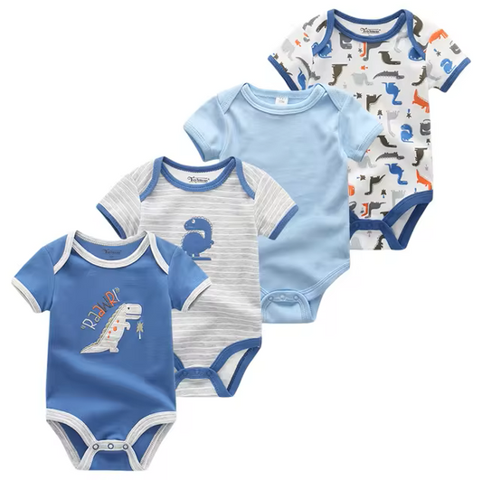 The Caleb - Baby Unisex 4pcs Cartoon Print Bodysuits T