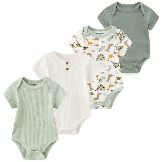 The Caleb - Baby Unisex 4pcs Cartoon Print Bodysuits AB