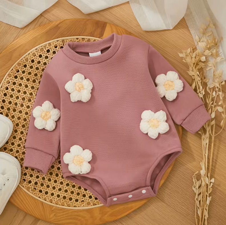 The Sloane - Baby Girl Flower Design Thick Fleece Sweatshirt