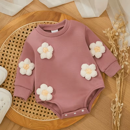 The Sloane - Baby Girl Flower Design Thick Fleece Sweatshirt