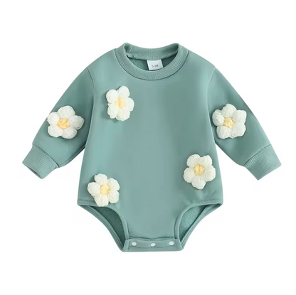 The Sloane - Baby Girl Flower Design Thick Fleece Sweatshirt