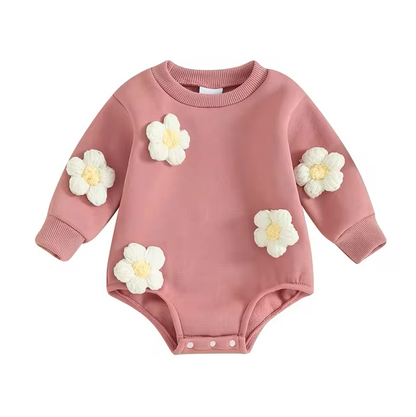 The Sloane - Baby Girl Flower Design Thick Fleece Sweatshirt