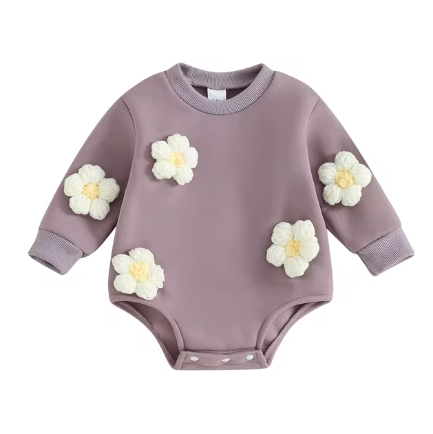 The Sloane - Baby Girl Flower Design Thick Fleece Sweatshirt