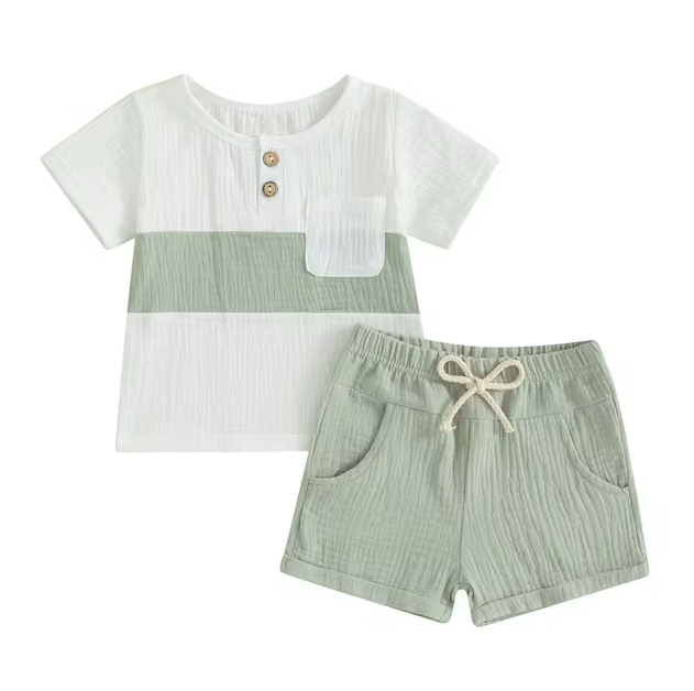 The Cassian - Baby Boy Short Sleeve Contrast Color Tops Shorts Kids Loose Outwear