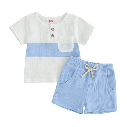 The Cassian - Baby Boy Short Sleeve Contrast Color Tops Shorts Kids Loose Outwear