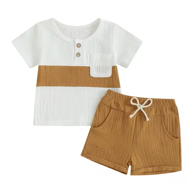 The Cassian - Baby Boy Short Sleeve Contrast Color Tops Shorts Kids Loose Outwear