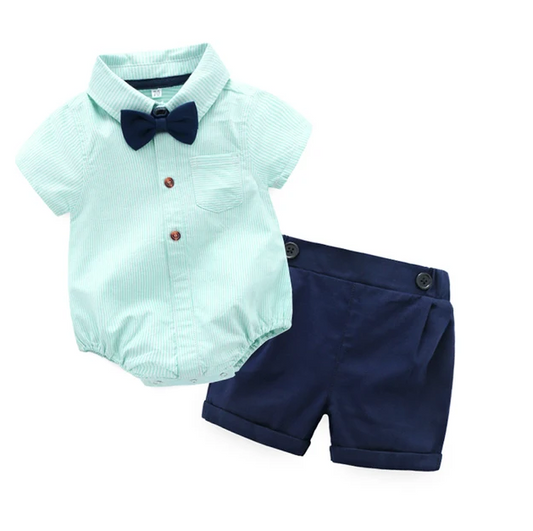 The Jaxon - Baby Boy Gentlemen Cotton Romper Top + Short