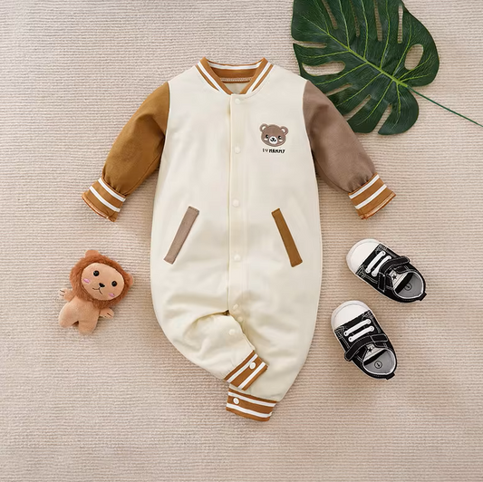 The Luka - Baby Unisex Teddy Bear Embroidered Baseball Suit