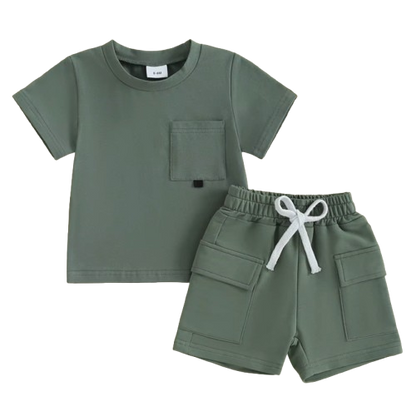 The Adam - Baby Boy Short Sleeve Crew Neck Shirt & Elastic Waist Shorts