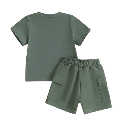 The Adam - Baby Boy Short Sleeve Crew Neck Shirt & Elastic Waist Shorts