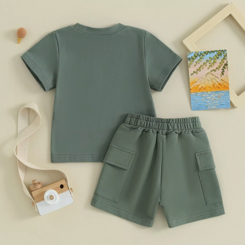 The Adam - Baby Boy Short Sleeve Crew Neck Shirt & Elastic Waist Shorts