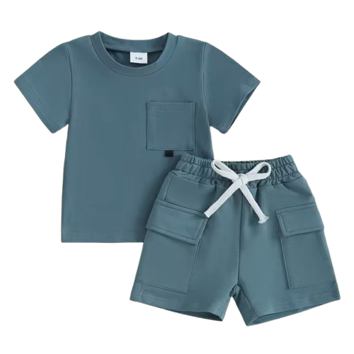 The Adam - Baby Boy Short Sleeve Crew Neck Shirt & Elastic Waist Shorts