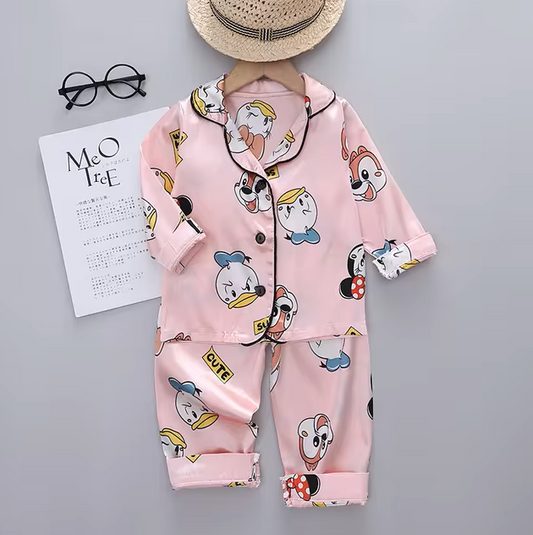 The Aziel - Baby Disney Pink Donald Duck Print Pajamas Set