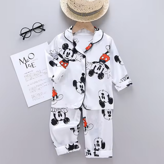 The Aziel - Baby Disney White Mickey Mouse Print Pajamas Set