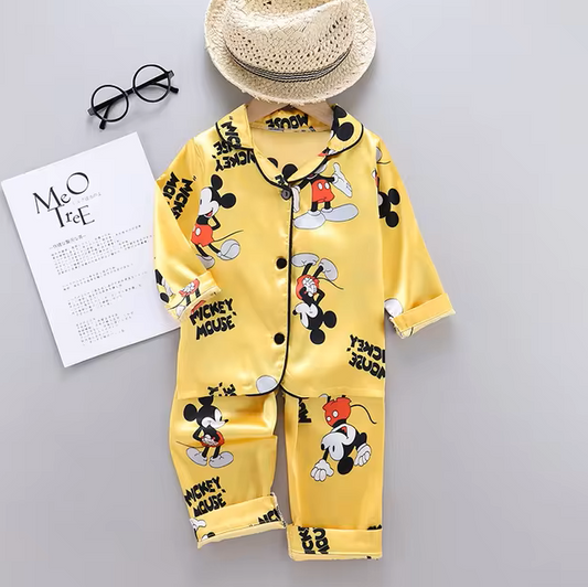 The Aziel - Baby Disney Yellow Mickey Mouse Print Pajamas Set