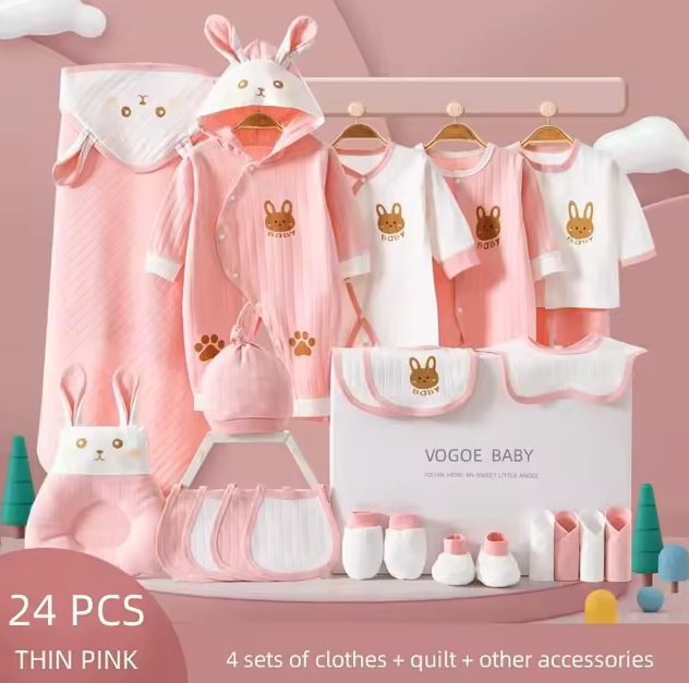 The Carey - Newborn Baby Unisex Pink Gift Set