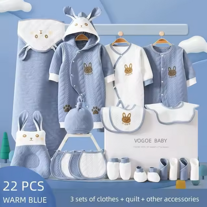 The Carey - Newborn Baby Unisex Warm Blue Gift Set