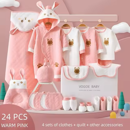 The Carey - Newborn Baby Unisex Warm Pink Gift Set