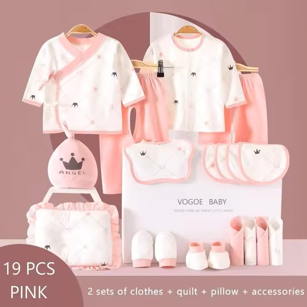 The Rene - Newborn Baby Unisex Pink Gift Set