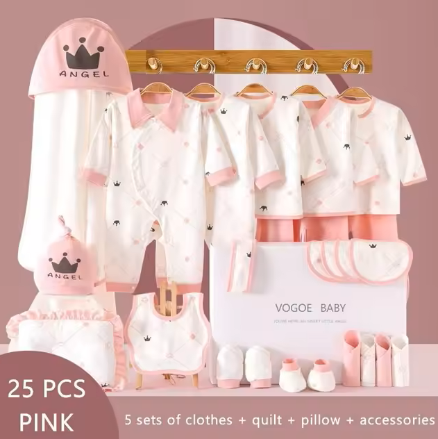 The Rene - Newborn Baby Unisex Pink Gift Set