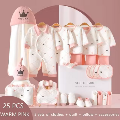 The Rene - Newborn Baby Unisex Warm Pink Gift Set