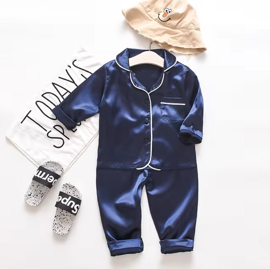 The Jodie - Baby Unisex Cute Print Pajamas Set - Plain Navy Blue