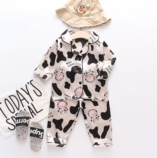 The Jodie - Baby Unisex Cute Print Pajamas Set - Cow Print