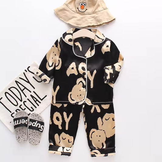 The Jodie - Baby Unisex Cute Print Pajamas Set - Bear & Letters Print