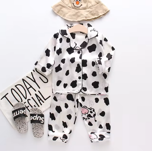 The Jodie - Baby Unisex Cute Print Pajamas Set - Cow Spot Print