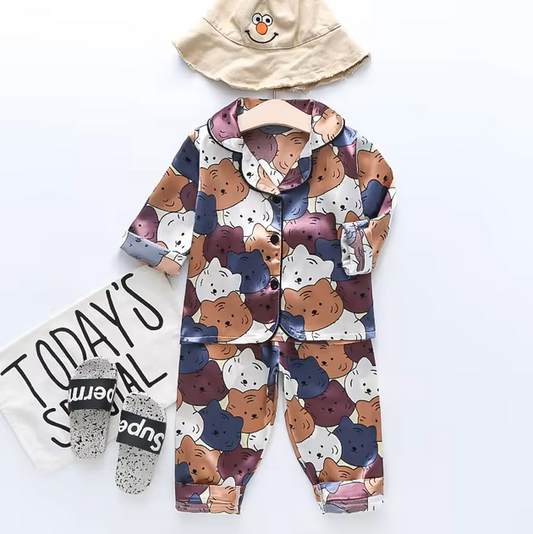 The Jodie - Baby Unisex Cute Print Pajamas Set - Cat Faces Print