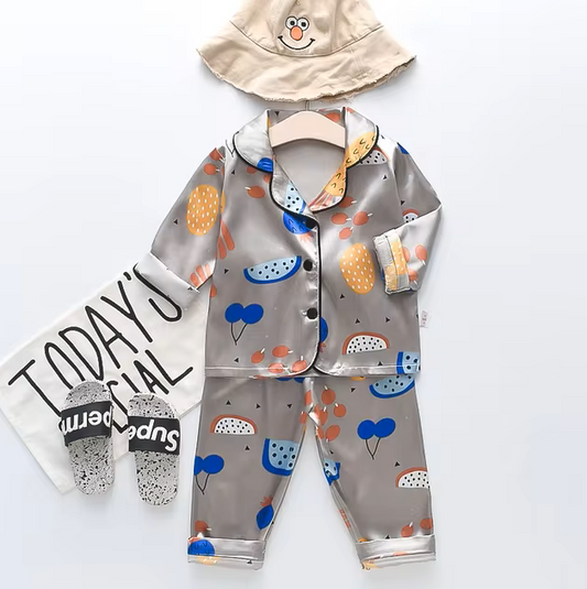 The Jodie - Baby Unisex Cute Print Pajamas Set - Gray Watermelon Print