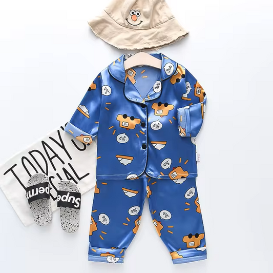 The Jodie - Baby Unisex Cute Print Pajamas Set - Blue Cars Print