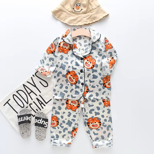 The Jodie - Baby Unisex Cute Print Pajamas Set - Baby Tiger Print