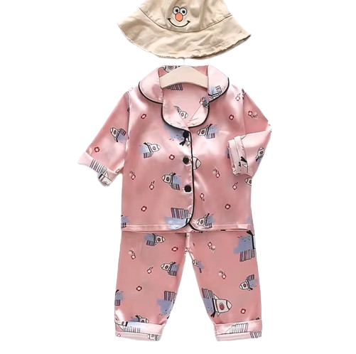 The Jodie - Baby Unisex Cute Print Pajamas Set - Pink Spaceship Print