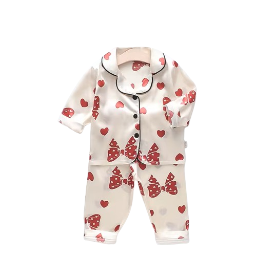 The Jodie - Baby Unisex Cute Print Pajamas Set - Beige Heart Print