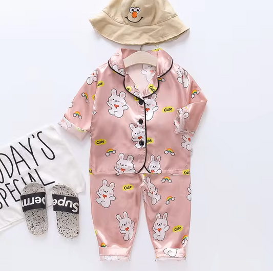 The Jodie - Baby Unisex Cute Print Pajamas Set - Cute White Rabbit Print