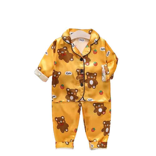 The Jodie - Baby Unisex Cute Print Pajamas Set - Orange Bear Print