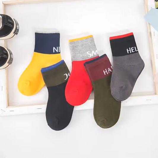 The Reese - Kids Pure Cotton Socks Letters Assorted Colour